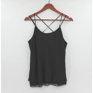 Olivia Palermo x Chelsea28 Strappy‎ Top Womens Medium Black Silk Minimalist